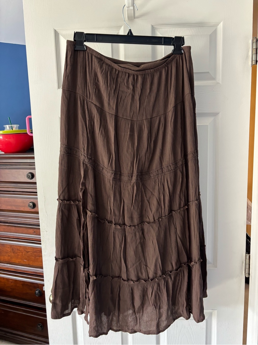 No Boundaries Brown Tiered Maxi Skirt
